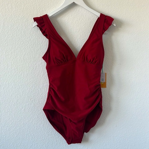 Kona Sol Other - Kona Sol Ruffle Shoulder Bathing Suit